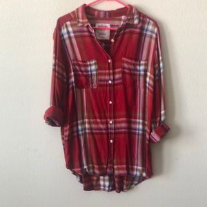 Long Mossimo Red Plaid Flannel
